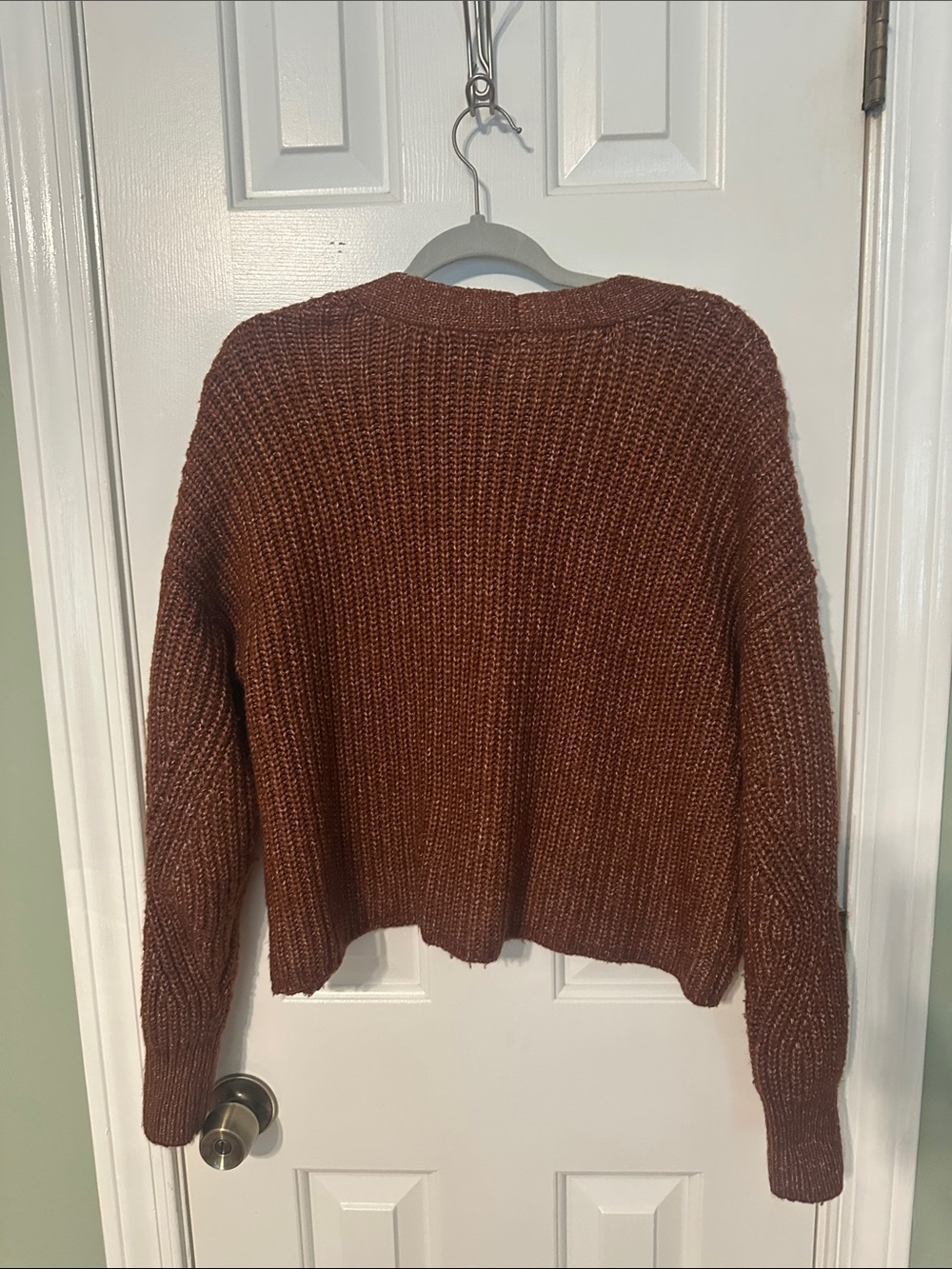 a.n.a Rust Brown Ribbed V-Neck Button Cardigan - Picture 7 of 8